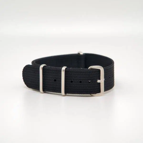 Bracelet de montre Nato en nylon côtelé Noir