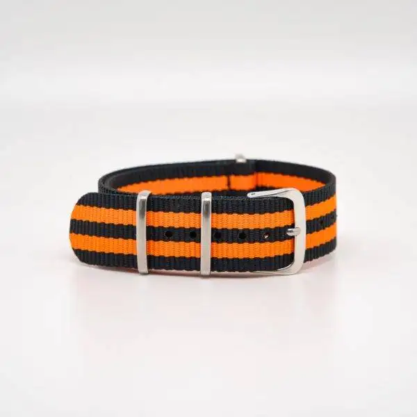 Bracelet de montre Nato en nylon Noir et Orange