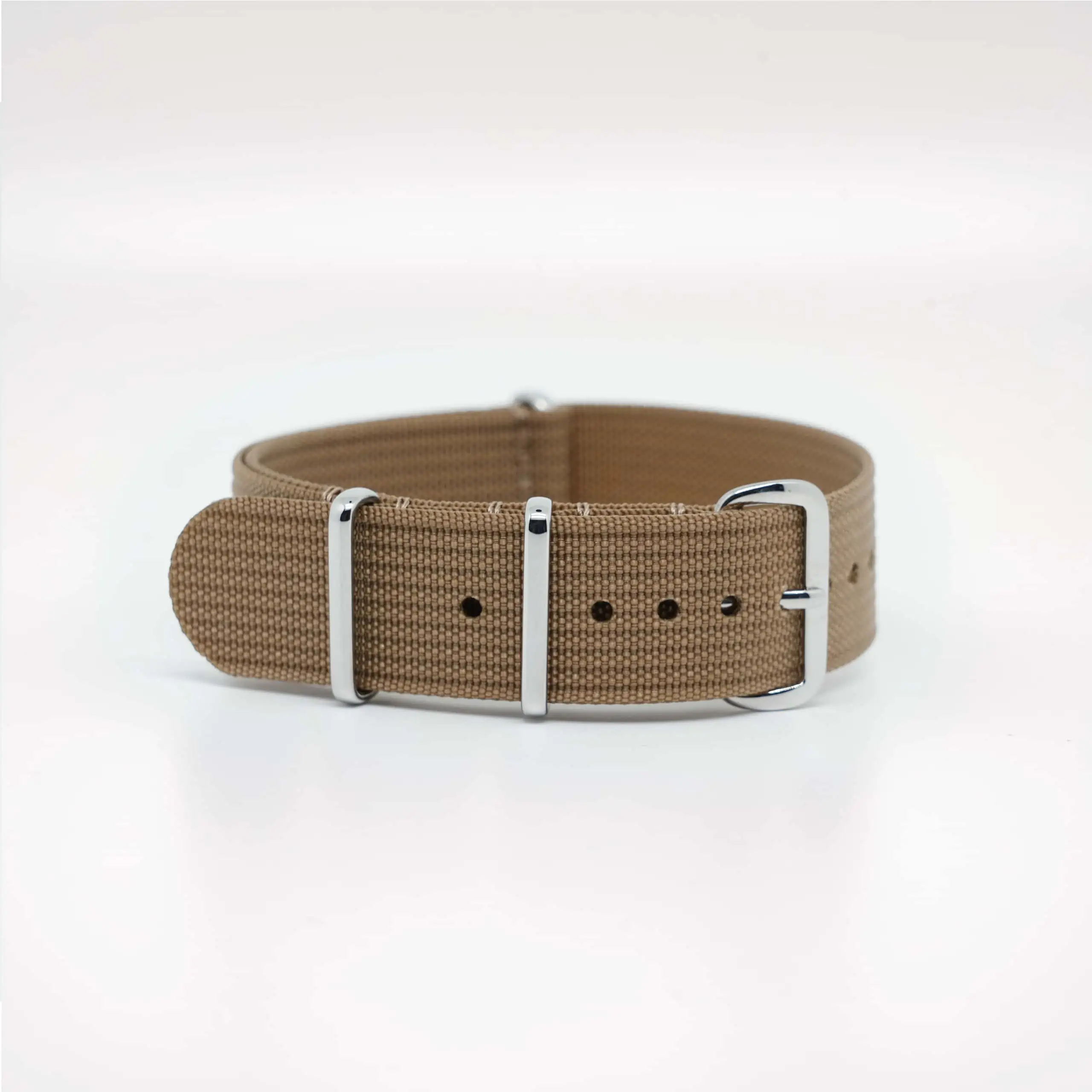 Bracelet de montre Nato en nylon côtelé marron clair
